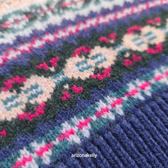 Brooks Brothers Fair Isle Sweater Lambswool Blend XS Blue Purple - Picture 14 of 16